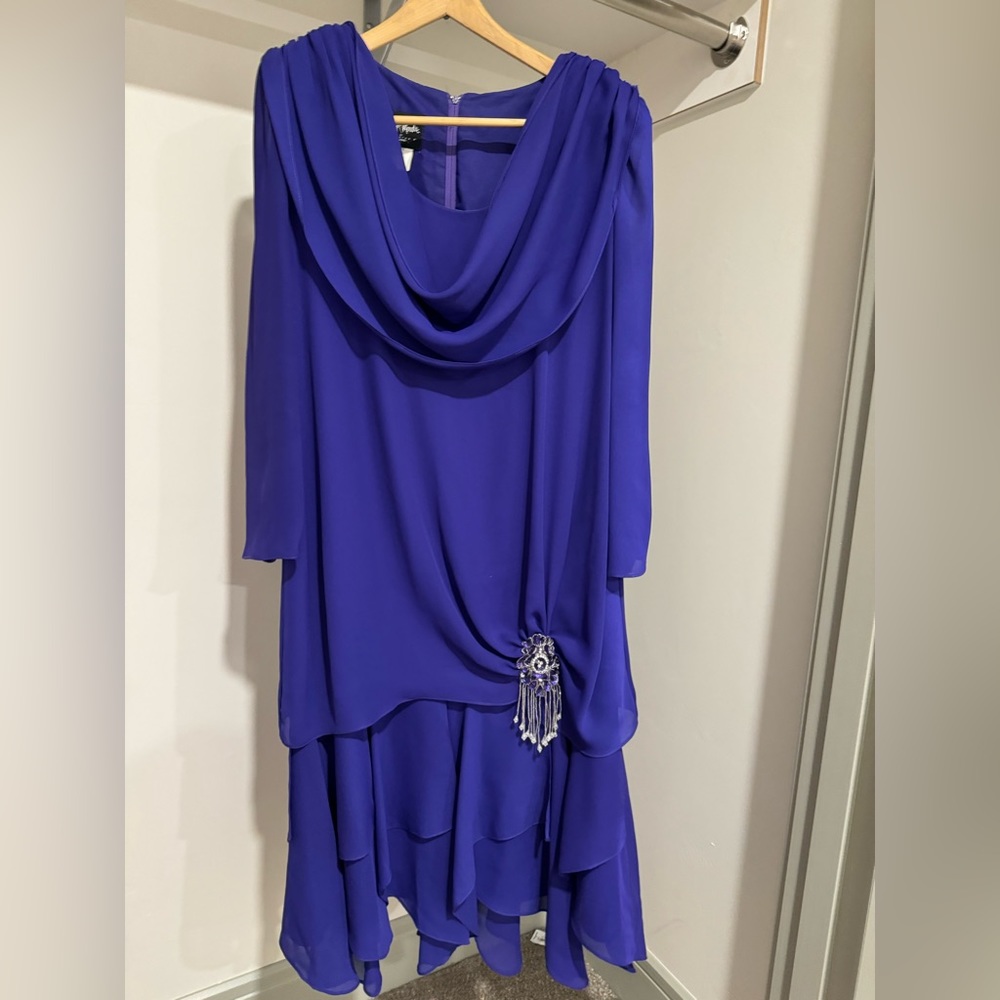Night Moods Samantha Dark Purple 16W Dress Vintage 1980s